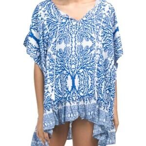 Nvelop Size Large/X-Large Blue & White Coral Design UV Protection Swimsuit Cover